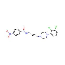 O=C(NC/C=C/CN1CCN(c2cccc(Cl)c2Cl)CC1)c1ccc([N+](=O)[O-])cc1 ZINC000013608804