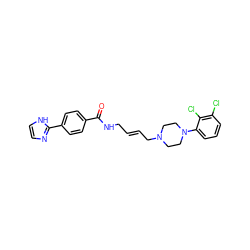 O=C(NC/C=C/CN1CCN(c2cccc(Cl)c2Cl)CC1)c1ccc(-c2ncc[nH]2)cc1 ZINC000013608839