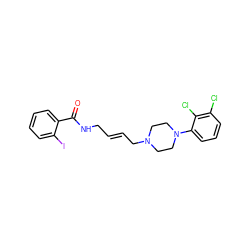 O=C(NC/C=C/CN1CCN(c2cccc(Cl)c2Cl)CC1)c1ccccc1I ZINC000028114049