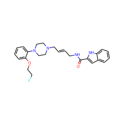 O=C(NC/C=C/CN1CCN(c2ccccc2OCCF)CC1)c1cc2ccccc2[nH]1 ZINC000103297653