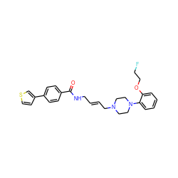 O=C(NC/C=C/CN1CCN(c2ccccc2OCCF)CC1)c1ccc(-c2ccsc2)cc1 ZINC000066111902