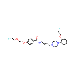 O=C(NC/C=C/CN1CCN(c2ccccc2OCCF)CC1)c1ccc(OCCOCCF)cc1 ZINC000066111901