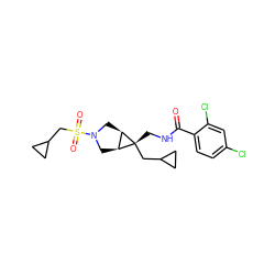 O=C(NC[C@@]1(CC2CC2)[C@H]2CN(S(=O)(=O)CC3CC3)C[C@H]21)c1ccc(Cl)cc1Cl ZINC000103271457