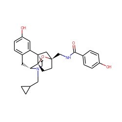 O=C(NC[C@@]12CC[C@@]3(O1)[C@H]1Cc4ccc(O)cc4[C@@]3(CCN1CC1CC1)C2)c1ccc(O)cc1 ZINC000101396399