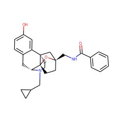 O=C(NC[C@@]12CC[C@@]3(O1)[C@H]1Cc4ccc(O)cc4[C@@]3(CCN1CC1CC1)C2)c1ccccc1 ZINC000101396338