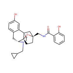 O=C(NC[C@@]12CC[C@@]3(O1)[C@H]1Cc4ccc(O)cc4[C@@]3(CCN1CC1CC1)C2)c1ccccc1O ZINC000101396413