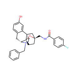 O=C(NC[C@@]12CC[C@@]3(O1)[C@H]1Cc4ccc(O)cc4[C@@]3(CCN1Cc1ccccc1)C2)c1ccc(F)cc1 ZINC000101396479