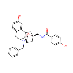 O=C(NC[C@@]12CC[C@@]3(O1)[C@H]1Cc4ccc(O)cc4[C@@]3(CCN1Cc1ccccc1)C2)c1ccc(O)cc1 ZINC000101396465