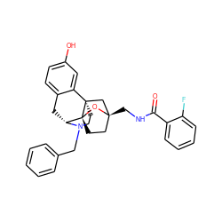 O=C(NC[C@@]12CC[C@@]3(O1)[C@H]1Cc4ccc(O)cc4[C@@]3(CCN1Cc1ccccc1)C2)c1ccccc1F ZINC000101396487