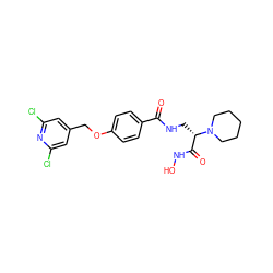 O=C(NC[C@@H](C(=O)NO)N1CCCCC1)c1ccc(OCc2cc(Cl)nc(Cl)c2)cc1 ZINC000116372128