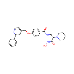 O=C(NC[C@@H](C(=O)NO)N1CCCCC1)c1ccc(OCc2ccnc(-c3ccccc3)c2)cc1 ZINC000116372152