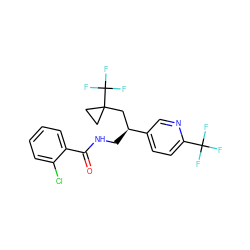 O=C(NC[C@@H](CC1(C(F)(F)F)CC1)c1ccc(C(F)(F)F)nc1)c1ccccc1Cl ZINC000207693170