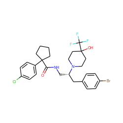 O=C(NC[C@@H](Cc1ccc(Br)cc1)N1CCC(O)(C(F)(F)F)CC1)C1(c2ccc(Cl)cc2)CCCC1 ZINC001772605059