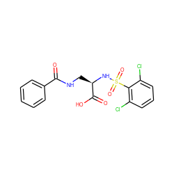 O=C(NC[C@@H](NS(=O)(=O)c1c(Cl)cccc1Cl)C(=O)O)c1ccccc1 ZINC000043079484