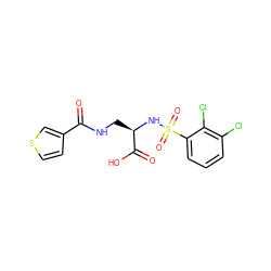 O=C(NC[C@@H](NS(=O)(=O)c1cccc(Cl)c1Cl)C(=O)O)c1ccsc1 ZINC000043067306