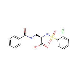 O=C(NC[C@@H](NS(=O)(=O)c1ccccc1Cl)C(=O)O)c1ccccc1 ZINC000042922832