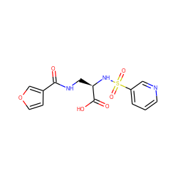 O=C(NC[C@@H](NS(=O)(=O)c1cccnc1)C(=O)O)c1ccoc1 ZINC000043079144