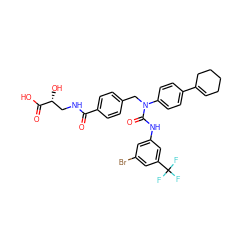 O=C(NC[C@@H](O)C(=O)O)c1ccc(CN(C(=O)Nc2cc(Br)cc(C(F)(F)F)c2)c2ccc(C3=CCCCC3)cc2)cc1 ZINC000049823167