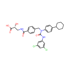 O=C(NC[C@@H](O)C(=O)O)c1ccc(CN(C(=O)Nc2cc(Cl)cc(Cl)c2)c2ccc(C3CCCCC3)cc2)cc1 ZINC000049872357