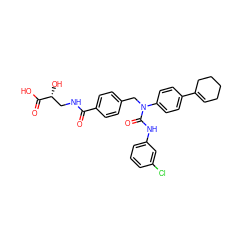 O=C(NC[C@@H](O)C(=O)O)c1ccc(CN(C(=O)Nc2cccc(Cl)c2)c2ccc(C3=CCCCC3)cc2)cc1 ZINC000001494475