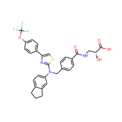 O=C(NC[C@@H](O)C(=O)O)c1ccc(CN(c2ccc3c(c2)CCC3)c2nc(-c3ccc(OC(F)(F)F)cc3)cs2)cc1 ZINC000042807998