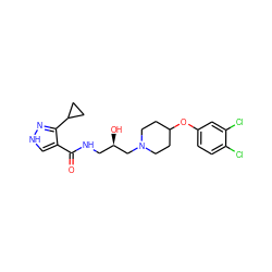 O=C(NC[C@@H](O)CN1CCC(Oc2ccc(Cl)c(Cl)c2)CC1)c1c[nH]nc1C1CC1 ZINC000095562101