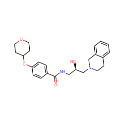 O=C(NC[C@@H](O)CN1CCc2ccccc2C1)c1ccc(OC2CCOCC2)cc1 ZINC000217068847