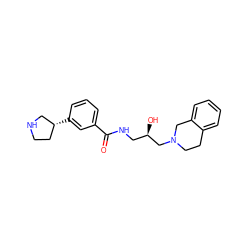 O=C(NC[C@@H](O)CN1CCc2ccccc2C1)c1cccc([C@@H]2CCNC2)c1 ZINC000217041876