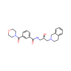 O=C(NC[C@@H](O)CN1CCc2ccccc2C1)c1cccc(C(=O)N2CCOCC2)c1 ZINC000217051574