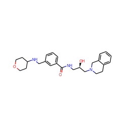 O=C(NC[C@@H](O)CN1CCc2ccccc2C1)c1cccc(CNC2CCOCC2)c1 ZINC000217122914