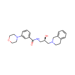 O=C(NC[C@@H](O)CN1CCc2ccccc2C1)c1cccc(N2CCOCC2)c1 ZINC000217122878