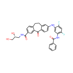 O=C(NC[C@@H](O)CO)c1ccc2c(c1)C(=O)c1ccc(Nc3cc(NC(=O)c4ccccc4)c(F)cc3F)cc1CC2 ZINC001772621269