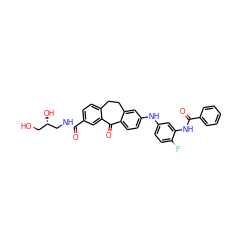 O=C(NC[C@@H](O)CO)c1ccc2c(c1)C(=O)c1ccc(Nc3ccc(F)c(NC(=O)c4ccccc4)c3)cc1CC2 ZINC001772608891