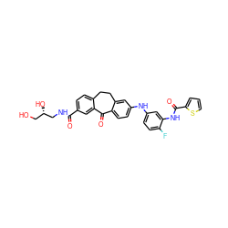 O=C(NC[C@@H](O)CO)c1ccc2c(c1)C(=O)c1ccc(Nc3ccc(F)c(NC(=O)c4cccs4)c3)cc1CC2 ZINC001772604267