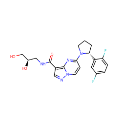 O=C(NC[C@@H](O)CO)c1cnn2ccc(N3CCC[C@@H]3c3cc(F)ccc3F)nc12 ZINC000115106476