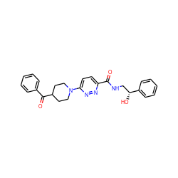 O=C(NC[C@@H](O)c1ccccc1)c1ccc(N2CCC(C(=O)c3ccccc3)CC2)nn1 ZINC000045337446