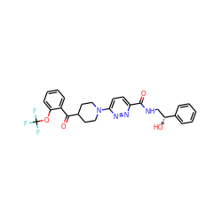 O=C(NC[C@@H](O)c1ccccc1)c1ccc(N2CCC(C(=O)c3ccccc3OC(F)(F)F)CC2)nn1 ZINC000045367842