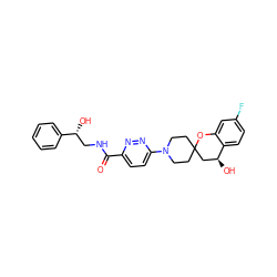 O=C(NC[C@@H](O)c1ccccc1)c1ccc(N2CCC3(CC2)C[C@H](O)c2ccc(F)cc2O3)nn1 ZINC000045365938