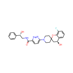 O=C(NC[C@@H](O)c1ccccc1)c1ccc(N2CCC3(CC2)C[C@H](O)c2cccc(F)c2O3)nn1 ZINC000045347507