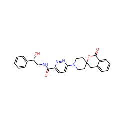 O=C(NC[C@@H](O)c1ccccc1)c1ccc(N2CCC3(CC2)Cc2ccccc2C(=O)O3)nn1 ZINC000045352102