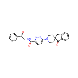 O=C(NC[C@@H](O)c1ccccc1)c1ccc(N2CCC3(CC2)Cc2ccccc2C3=O)nn1 ZINC000045350639