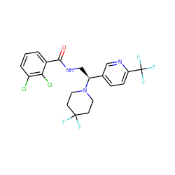 O=C(NC[C@@H](c1ccc(C(F)(F)F)nc1)N1CCC(F)(F)CC1)c1cccc(Cl)c1Cl ZINC000207604601