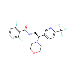 O=C(NC[C@@H](c1ccc(C(F)(F)F)nc1)N1CCOCC1)c1c(F)cccc1F ZINC000207623392