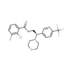 O=C(NC[C@@H](c1ccc(C(F)(F)F)nc1)N1CCOCC1)c1cccc(Cl)c1Cl ZINC000207596013