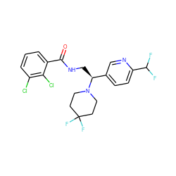 O=C(NC[C@@H](c1ccc(C(F)F)nc1)N1CCC(F)(F)CC1)c1cccc(Cl)c1Cl ZINC000207657947