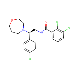 O=C(NC[C@@H](c1ccc(Cl)cc1)N1CCCOCC1)c1cccc(Cl)c1Cl ZINC000207613319