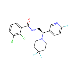 O=C(NC[C@@H](c1ccc(F)nc1)N1CCC(F)(F)CC1)c1cccc(Cl)c1Cl ZINC000207604388