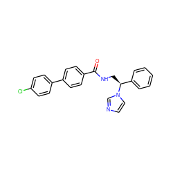 O=C(NC[C@@H](c1ccccc1)n1ccnc1)c1ccc(-c2ccc(Cl)cc2)cc1 ZINC000000836877