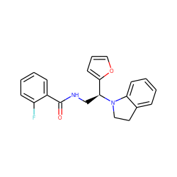 O=C(NC[C@@H](c1ccco1)N1CCc2ccccc21)c1ccccc1F ZINC000005152738