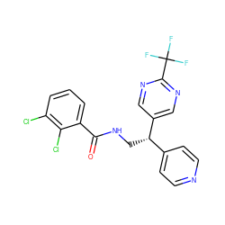 O=C(NC[C@@H](c1ccncc1)c1cnc(C(F)(F)F)nc1)c1cccc(Cl)c1Cl ZINC000217378232